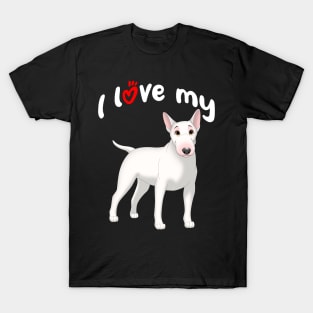 I Love My White Bull Terrier Dog T-Shirt